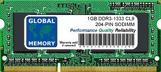 1GB DDR3 1333MHz PC3-10600 204-PIN SODIMM MEMORY RAM FOR TOSHIBA LAPTOPS/NOTEBOOKS